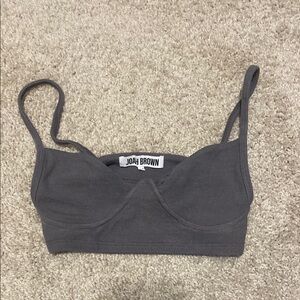 Joah Brown Gray Ribbed Bralette